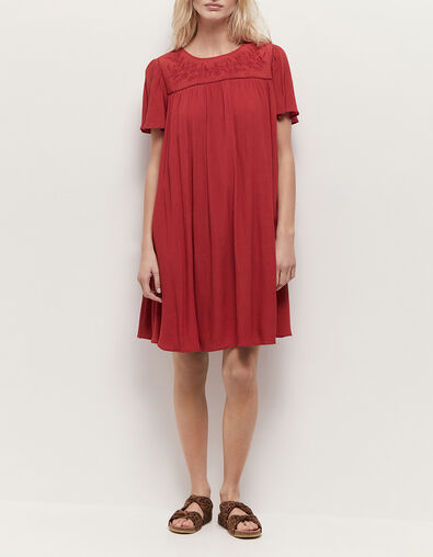 REVIA - Robe chilipepper en crêpe broderies ton sur ton - One Step