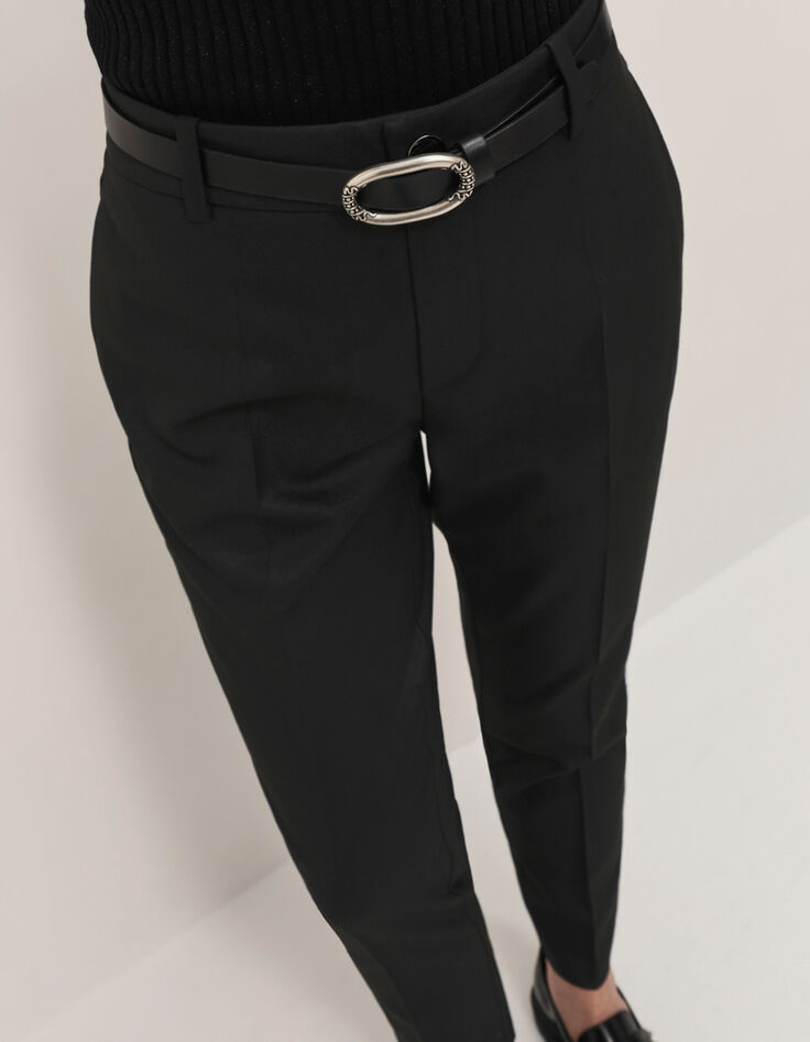 PAN - Pantalon cigarette noir enduit taille haute 7/8e-3