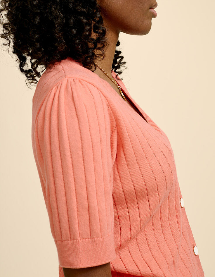 TOY - Cardigan melon tricot fantaisie à manches courtes-2