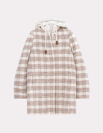 DATCHA - Manteau 2-en-1 beige motif carreaux et doudoune-1