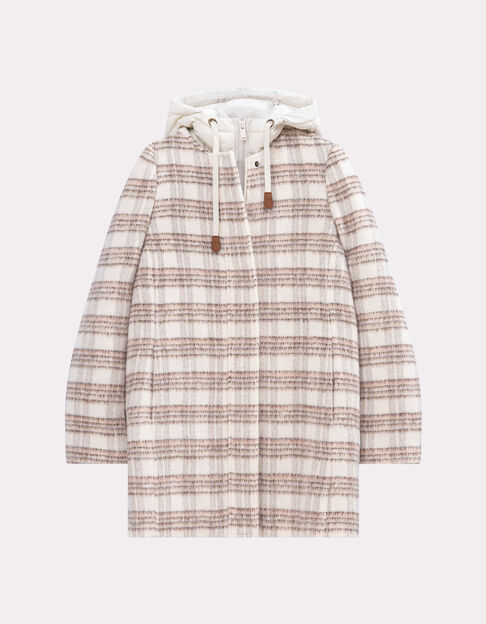 DATCHA - Manteau 2-en-1 beige motif carreaux et doudoune - One Step