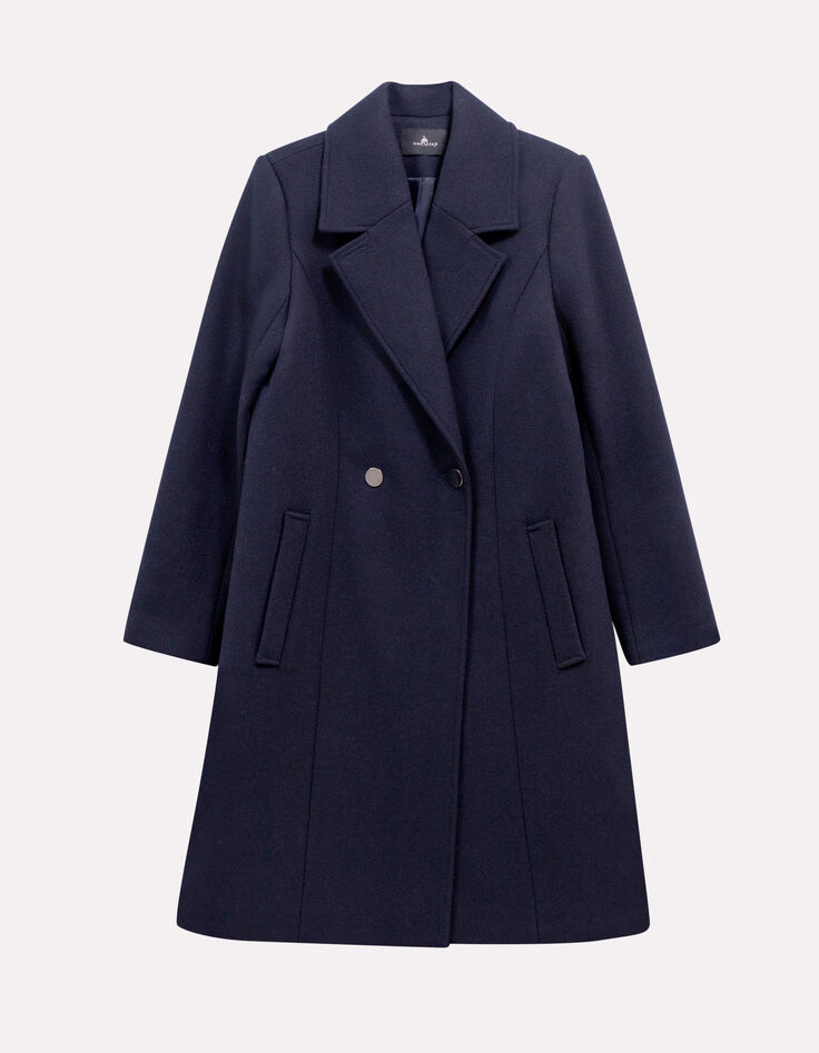 DEANA - Manteau marine drap de laine-6