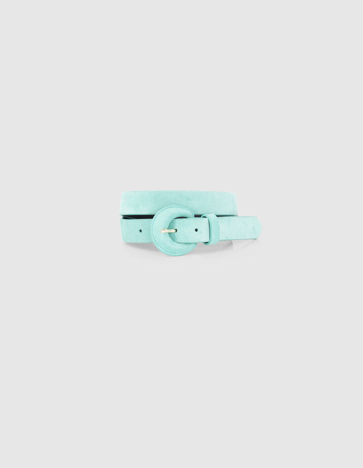 ANDREW - Ceinture menthe en cuir velours-2