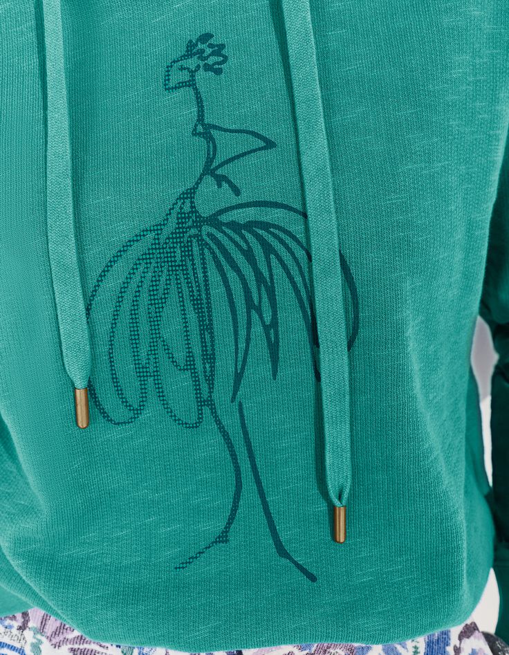 MANORI - Sweat vert coton bio visuel danseuse paillet&eacute; -4