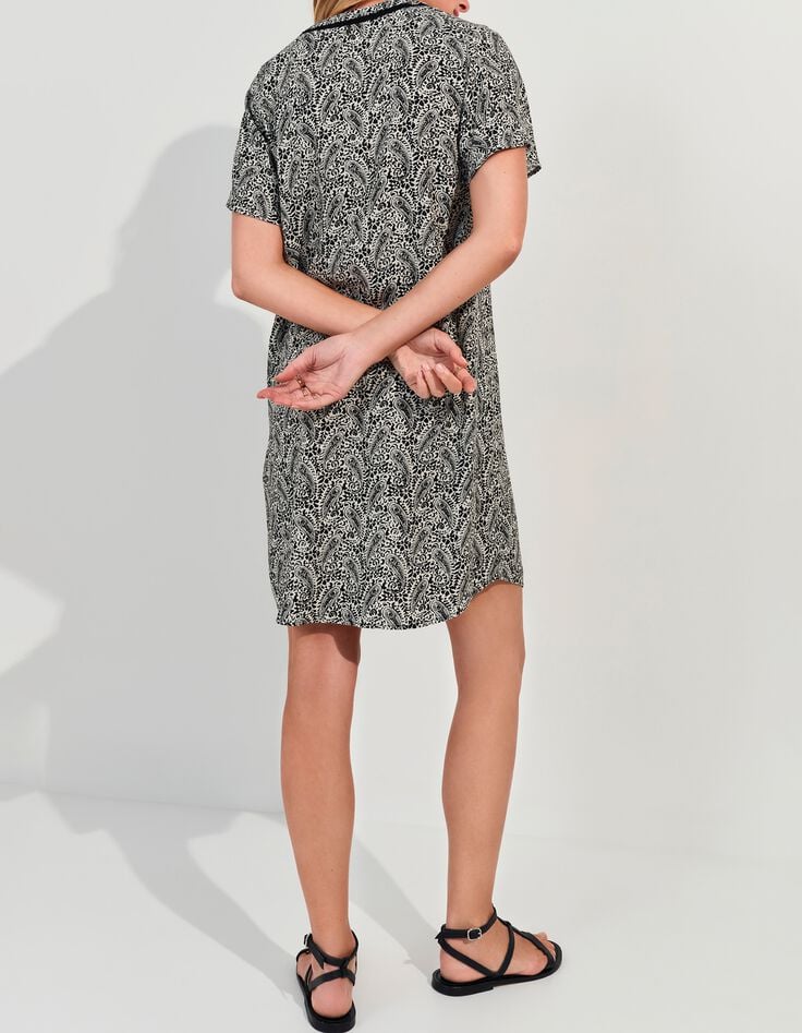 REKO - Robe noire Lenzing&trade; Ecovero&trade; imprim&eacute; n&eacute;o cachemire -2