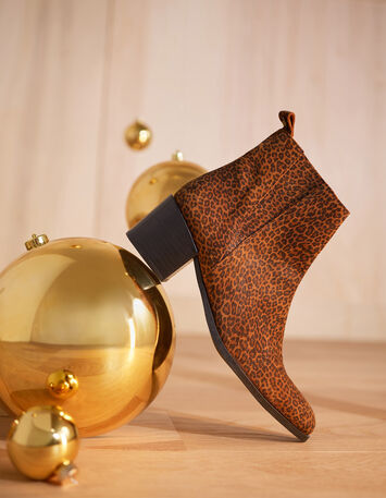 O.JOLY - Boots marron cuir velours effet léopard-1