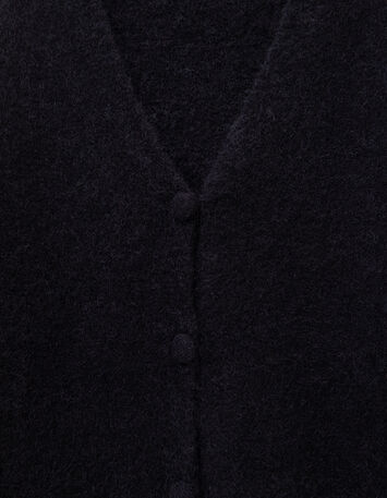TECK - Cardigan noir tricot moelleux encolure V-2