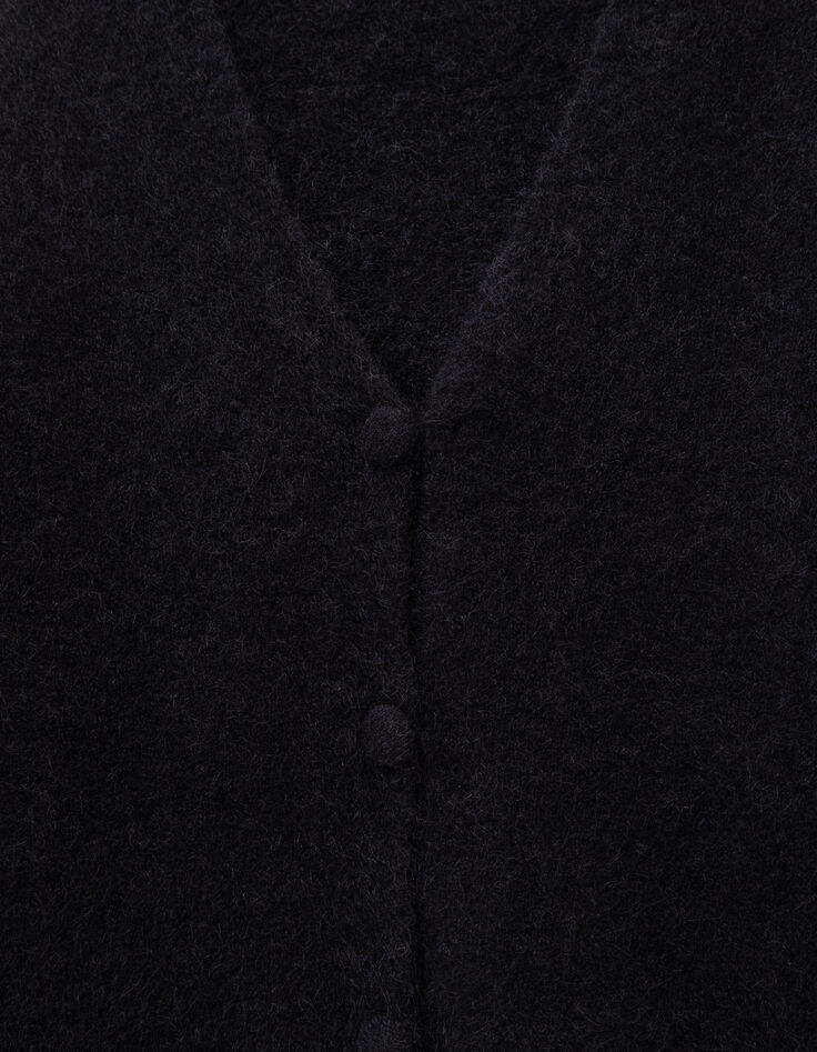 TECK - Cardigan noir tricot moelleux encolure V-2