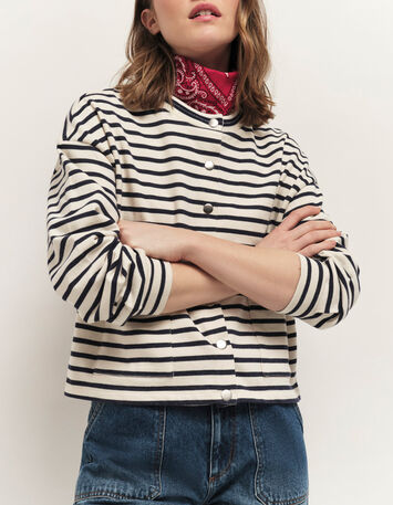 MANNY - Cardigan marinière marine à pressions-2