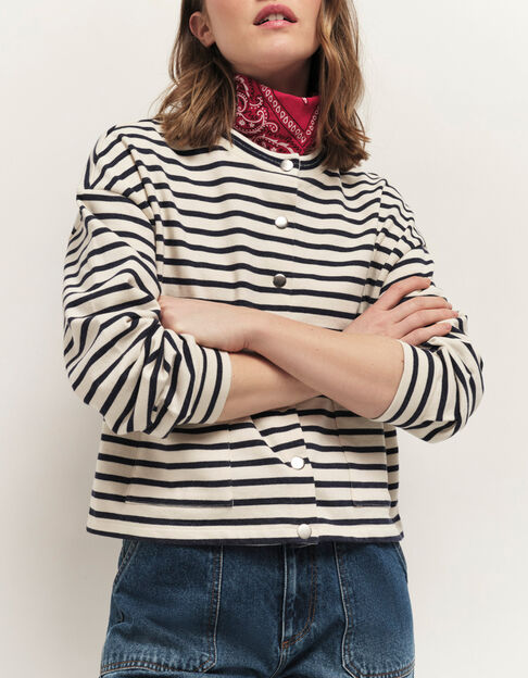 MANNY - Cardigan marinière marine à pressions - One Step