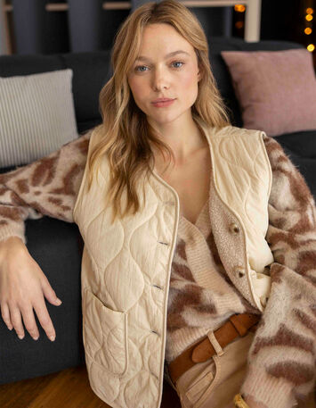 ARIEL - Gilet ivoire sans manches en sherpa-2