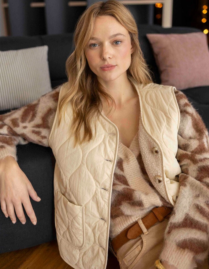 ARIEL - Gilet ivoire sans manches en sherpa-2