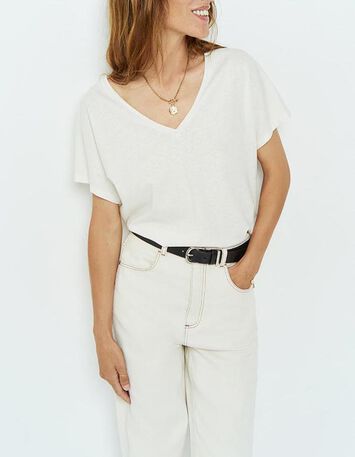 MAGIC - T-shirt &eacute;cru finition paillet&eacute;e-1