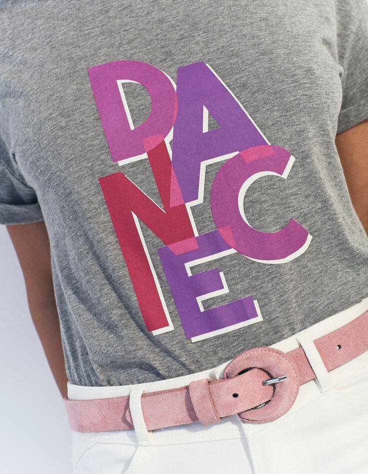 MEIRY - T-shirt gris coton bio message -4