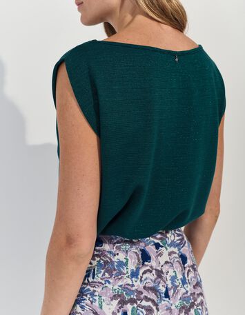 MAFALDA - T-shirt vert fines rayures lurex -4