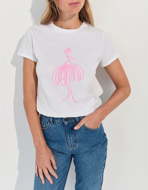 MASTER - T-shirt blanc print danseuse fluo - One Step