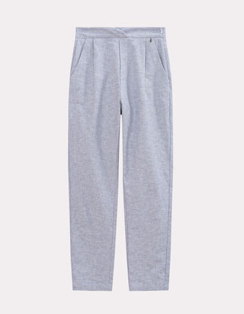 POSY - Pantalon carotte bleu motif rayures fantaisie-1
