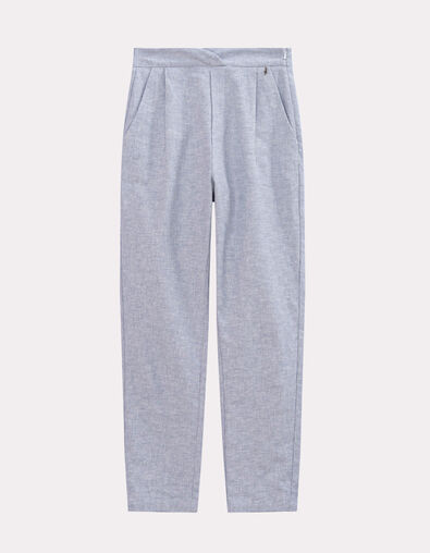 POSY - Pantalon carotte bleu motif rayures fantaisie - One Step