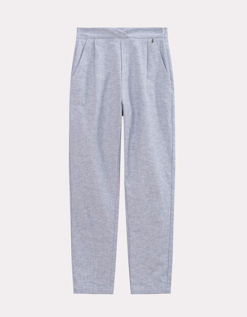POSY - Pantalon carotte bleu motif rayures fantaisie - One Step