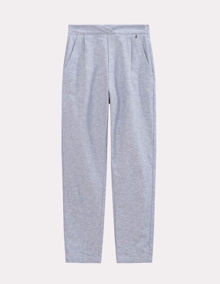POSY - Pantalon carotte bleu motif rayures fantaisie-6 POSY - Pantalon carotte bleu motif rayures fantaisie-6