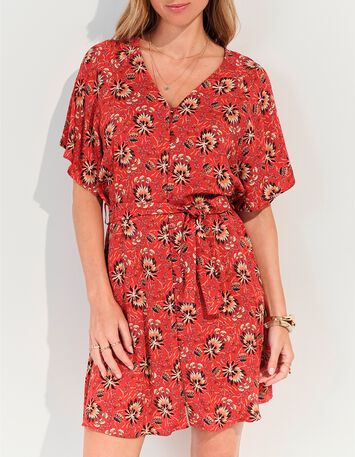 RADKA - Robe orange imprim&eacute; floral d'&eacute;t&eacute; -2