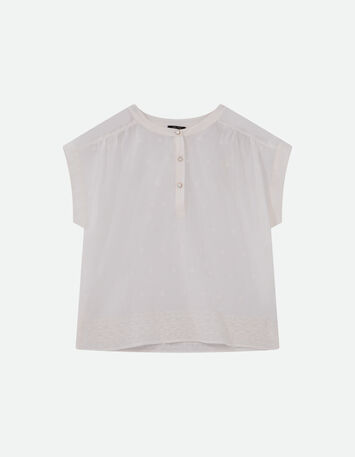 CONOR - Top blanc upcycl&eacute; broderies &eacute;toiles -4