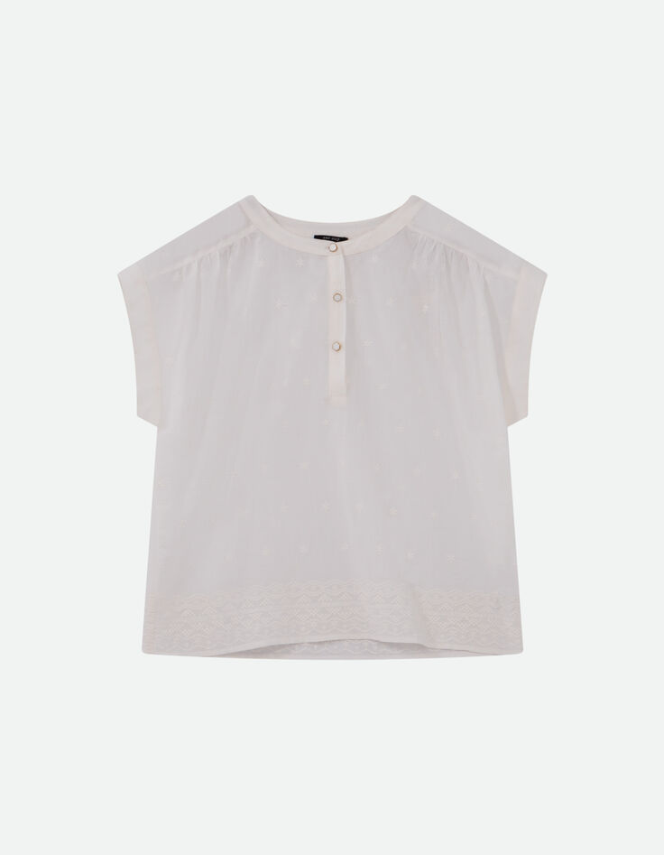 CONOR - Top blanc upcycl&eacute; broderies &eacute;toiles -4