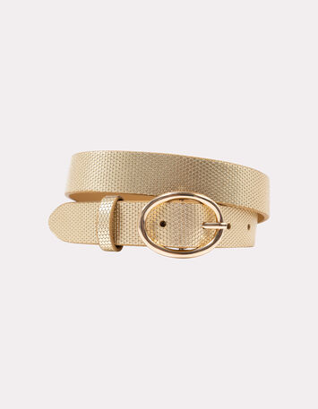 ADDY - Ceinture dorée cuir embossé effet python-1