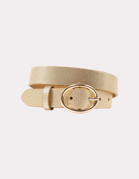 ADDY - Ceinture dorée cuir embossé effet python - One Step