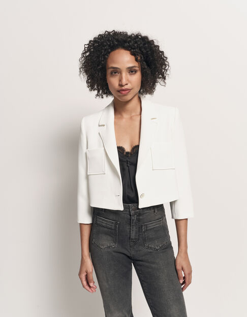 VISTA - Veste de blazer courte blanche polyester recyclé  - One Step