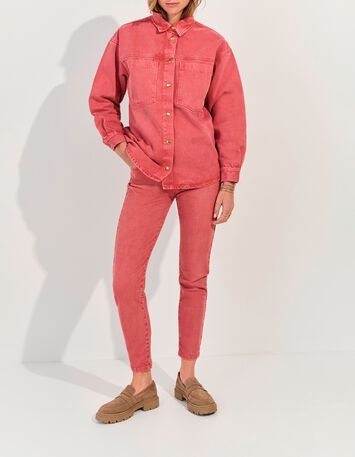 DULCE - Surchemise en jean rose waterless maxi poches -2