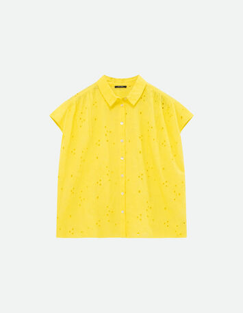 COATI - Chemise jaune broderie anglaise ton sur ton -6