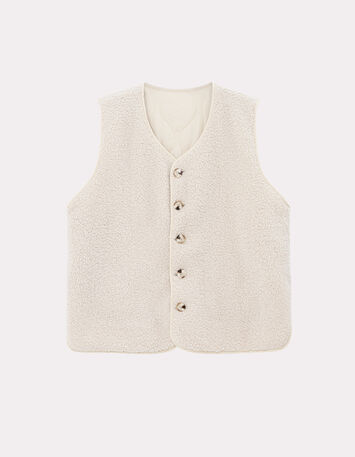 ARIEL - Gilet ivoire sans manches en sherpa-4