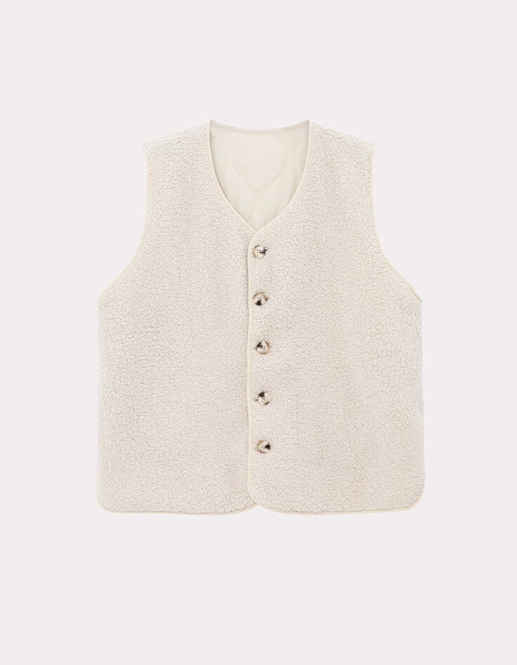 ARIEL - Gilet ivoire sans manches en sherpa-4