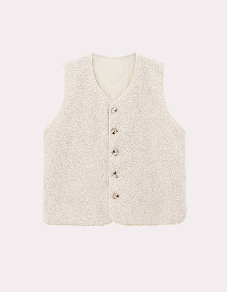 ARIEL - Gilet ivoire sans manches en sherpa-4 ARIEL - Gilet ivoire sans manches en sherpa-4