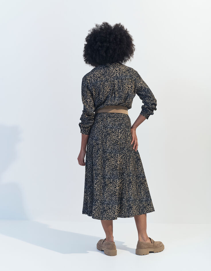 JOYAU - Jupe midi noire Lenzing Ecovero camouflage d'été-2