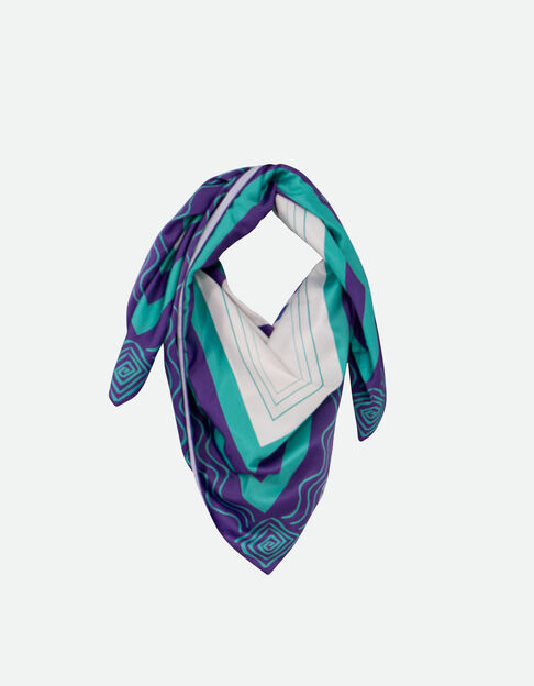 AURORA - Foulard violet polyester recyclé arty géométrique - One Step