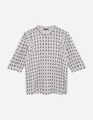 CLAUDIA - Top blanc jacquard minimaliste -5