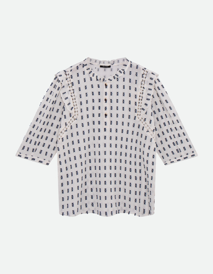 CLAUDIA - Top blanc jacquard minimaliste -5