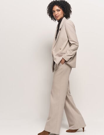 VIGG - Veste de costume beige boutonnage asymétrique-7