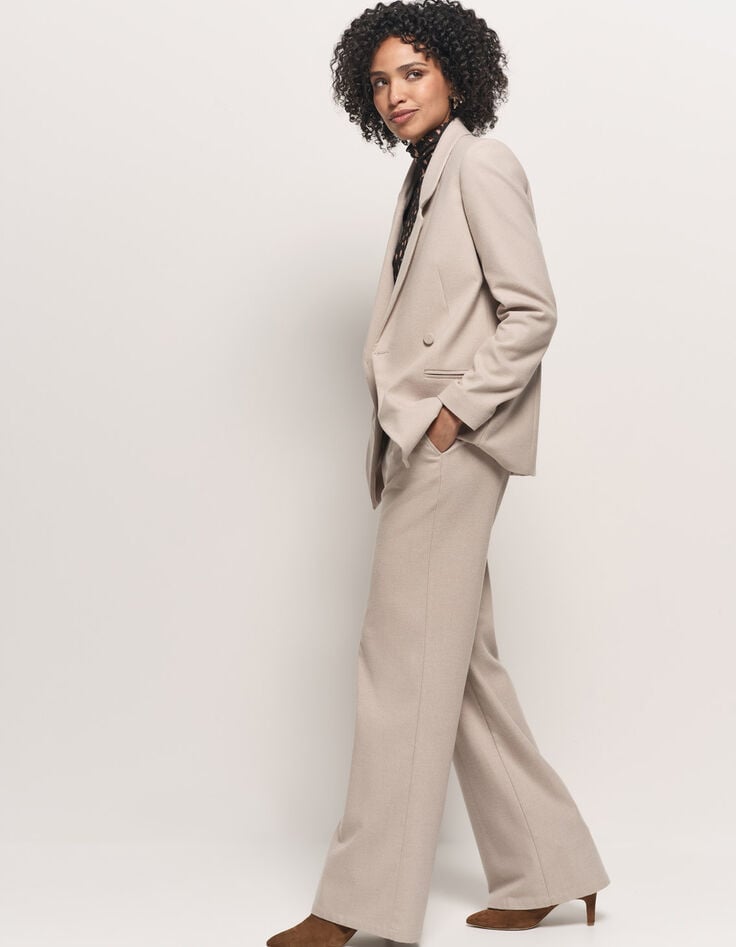 VIGG - Veste de costume beige boutonnage asymétrique-7