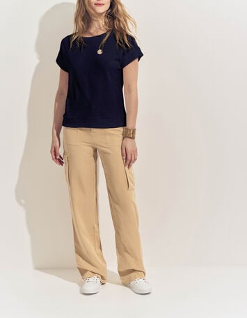 MANILIA- T-shirt marine &eacute;ponge broderie monogramme-4