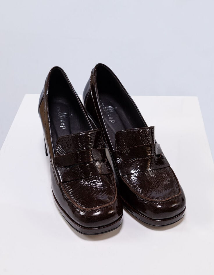 O.SIRIA - Mocassins marron cuir verni effet python-3 O.SIRIA - Mocassins marron cuir verni effet python-3