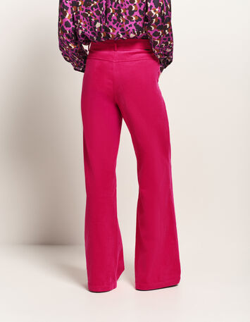 POETE - Pantalon de tailleur rose velours côtelé-3