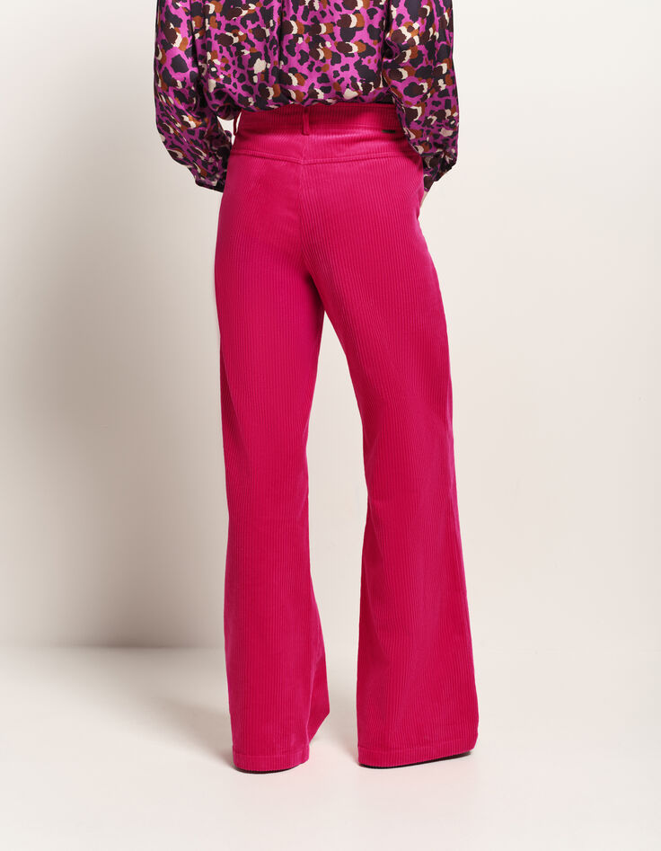 POETE - Pantalon de tailleur rose velours côtelé-3