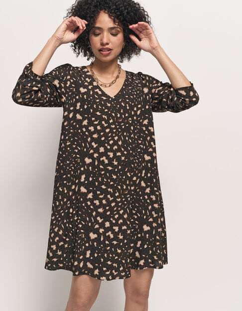 RELLA - Robe kaki Lenzing™ Ecovero™ tachiste animalier - One Step