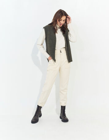 TESSA - Cardigan kaki sans manches tricot lurex-5