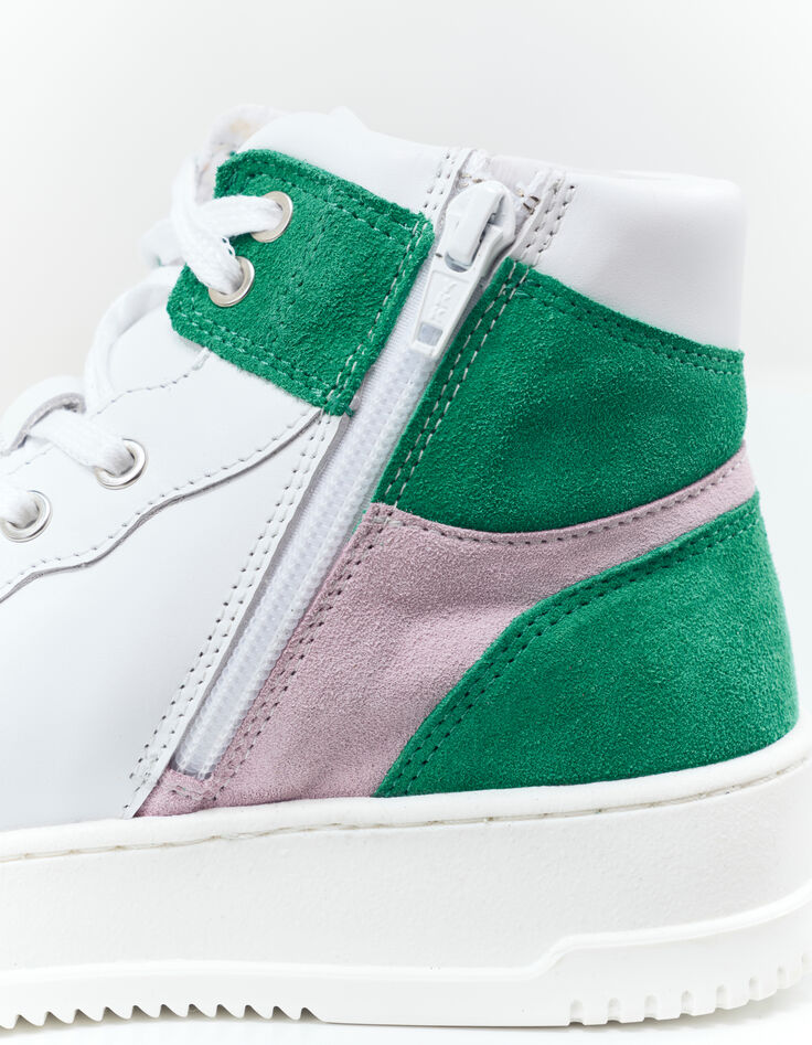 O.QUEEN - Baskets blanches, vert et rose cuir-2