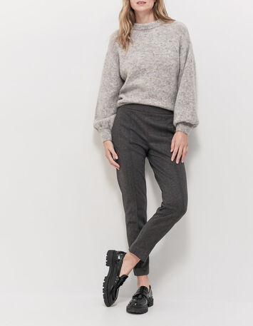 TAIPEH - Pull gris chin&eacute; tricot &agrave; doupions-5