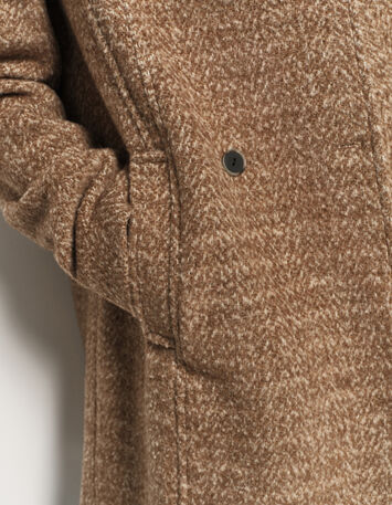 DREDA - Manteau beige drap de laine fantaisie-5